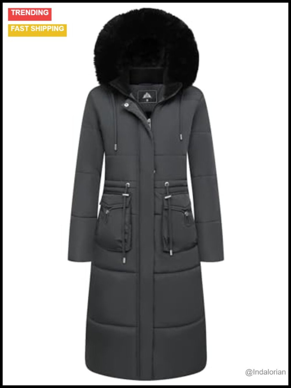 Women's Long Winter Puffer Coat Waterproof Maxi Down Jacket Faux Fur Hood